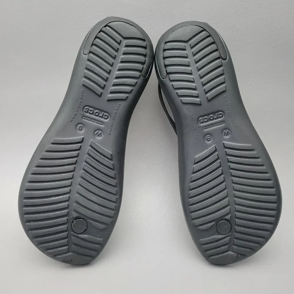 Crocs Womens Serena Sexy Flip Flop Sandal Size 9 Slingback Thong Black Shoe